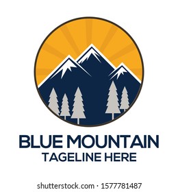 blue mountain logo icon vector