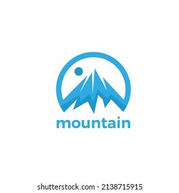 Blue mountain logo. Simple and flat mountain logo design