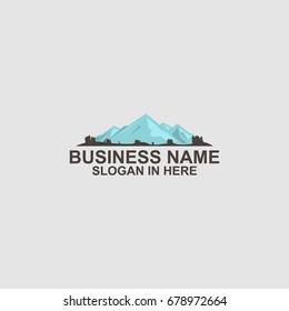 Blue Mountain Logo Template Design