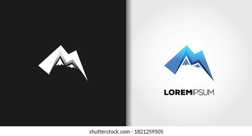 conjunto de vectores de plantillas de logotipo de montaña azul