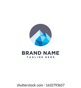 Blue Mountain Mosaic Logo Template In A Circle With A Memorable Modern Design