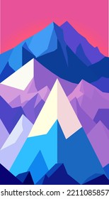 blue mountain in pink background 