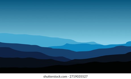 Una cordillera azul con unas cuantas colinas al fondo