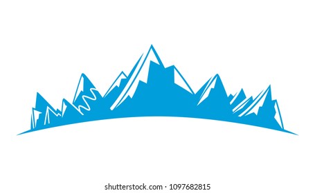 blue mountain range on white background