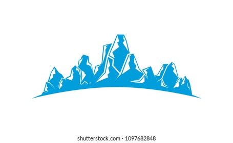 blue mountain range on white background