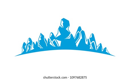 blue mountain range on white background