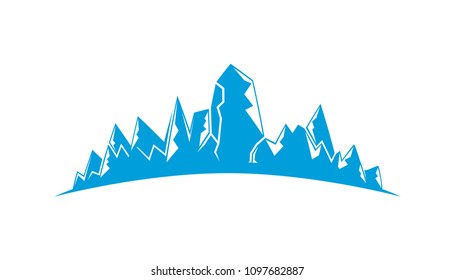 blue mountain range on white background