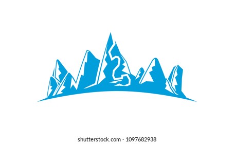 blue mountain range on white background