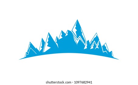blue mountain range on white background