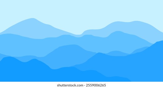 blue mountain scenery flat design illustration 