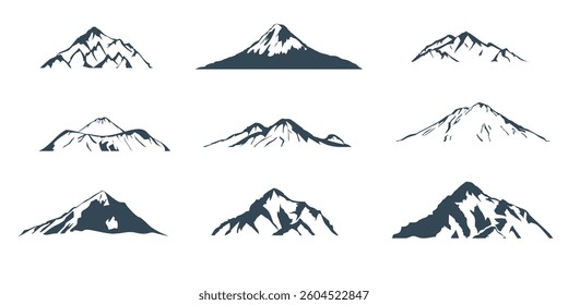 Blue Mountain Silhouette Collection,mountain illustrations for your design

