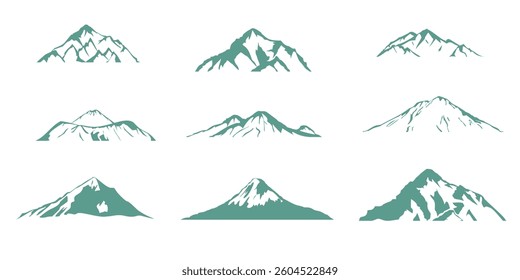 Blue Mountain Silhouette Collection,mountain illustrations for your design
