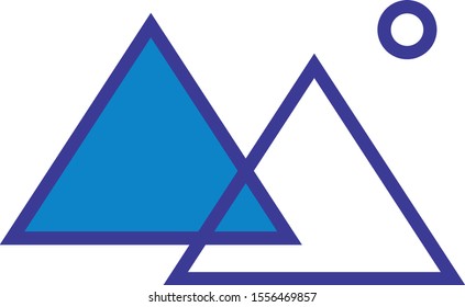 blue mountain and sun graphic vector