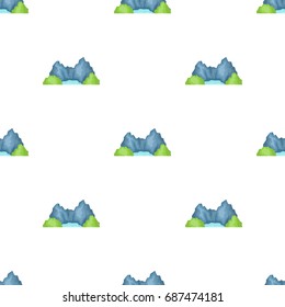 Blue mountain, under which flows the river.Different mountains single icon in cartoon style vector symbol stock illustration.