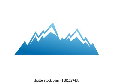 Blue mountain vector icon isolated on white background - stylized image.