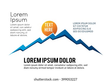 Blue mountain vector icon isolated on white background - stylized image.