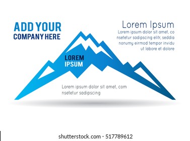 Blue mountain vector icon isolated on white background - stylized image.