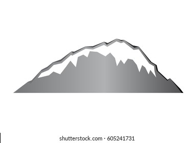 Blue mountain vector icon isolated on white background - stylized image.