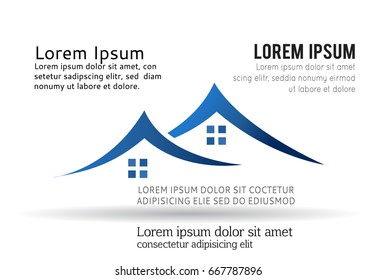 Blue mountain vector icon isolated on white background - stylized image.