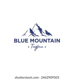 blue mountain vector logo. white background