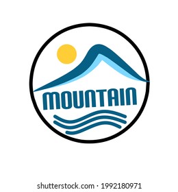 vector del logotipo de la montaña azul y el agua