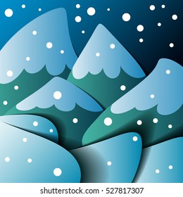 Blue Mountains. A 3D vector.Paper style