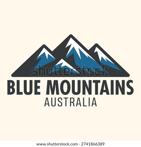 Blue Mountains Australia Vector Logo - Majestic Nature Symbol