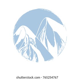blue mountains in a circle