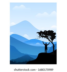 Blue mountains in cool temperatures. Seamless background Potrait