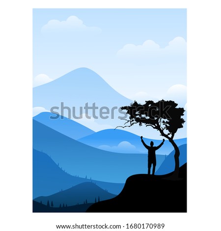Blue mountains in cool temperatures. Seamless background Potrait