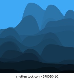 Blue mountains in the fog, mountains background theme, foggy mountains, abstract background.