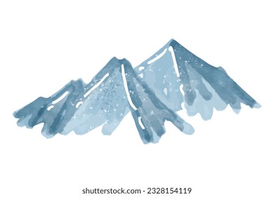 Blue Mountains in fog hand drawn with ink in minimalist style