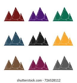 Blue mountains with ice on top.The mountains in Scotland.Scottish mountain range.Scotland single icon in black style vector symbol stock illustration.