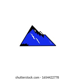 LOGO DE ICONO DE MONTAÑAS AZULES EN BLANCO