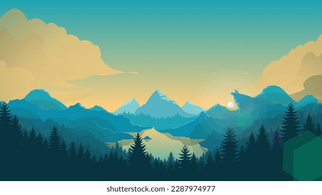 Blue mountains landscape background, morning view mountains, flat mountains background, wildlife background