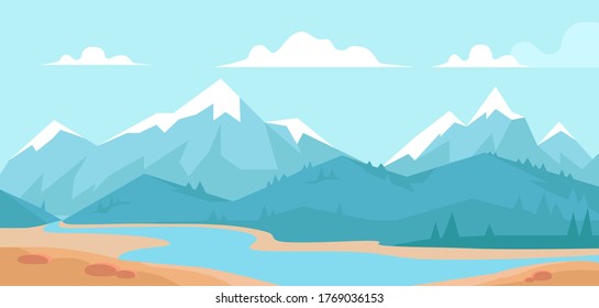 Blue mountains nature landscape vector illustration