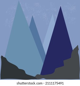Blue mountains on a blue sky background, background for improvement