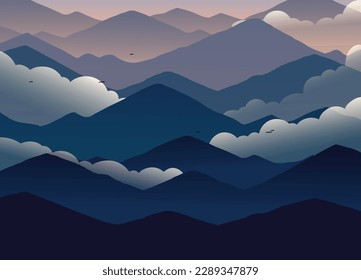 Blaue Berge Landschaft Kunstberge Kunstgrafik Design