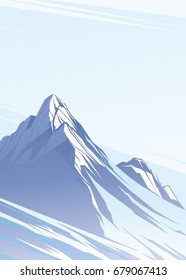 Blue mountains with snow