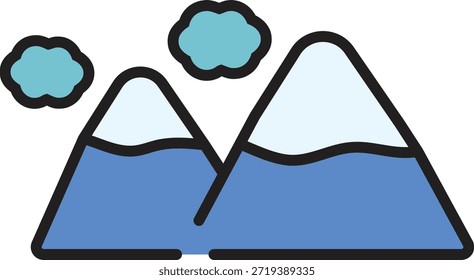 Blaue Berge mit zwei Wolken Symbol
