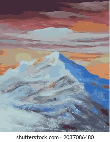 Blue mountains are washed by the sunset