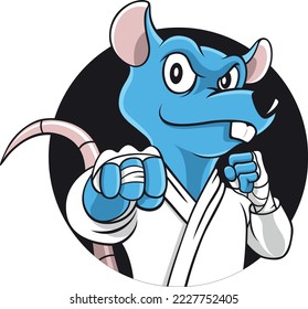 Blue Mouse Fighter in Martial Art Uniform