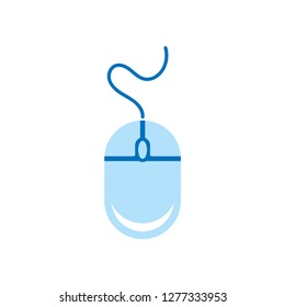 Blue mouse icon, flat design. Vector.