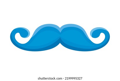 Blue Moustache Movember Icon Isolated, Design