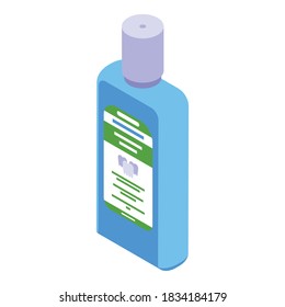 Blue mouthwash bottle icon. Isometric of blue mouthwash bottle vector icon for web design isolated on white background