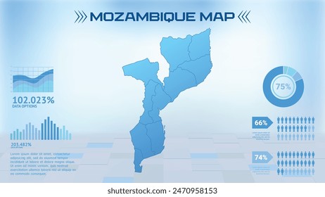 Blue Mozambique Map with States, Political Mozambique infographic map vector illustration