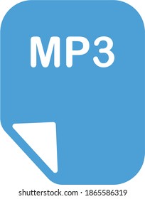 Blue mp3 Audio File Illustrated Icon Concept