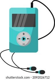 Blue mp3 player, illustration, vector on a white background.