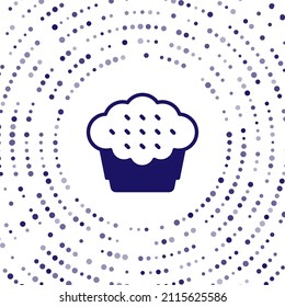Blue Muffin icon isolated on white background. Abstract circle random dots. Vector