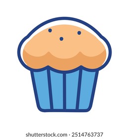 Blue muffin icon. Simple blue and yellow muffin icon, ideal for baking, cooking, or food-related projects.
